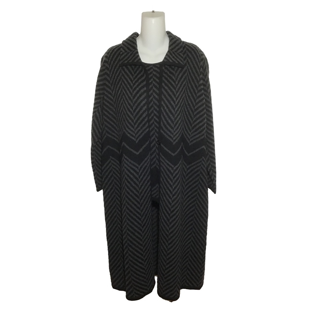 Mercer & Madison Charcoal Gray 2pc Acrylic Wool Knee Length Cardigan, Women's 1X